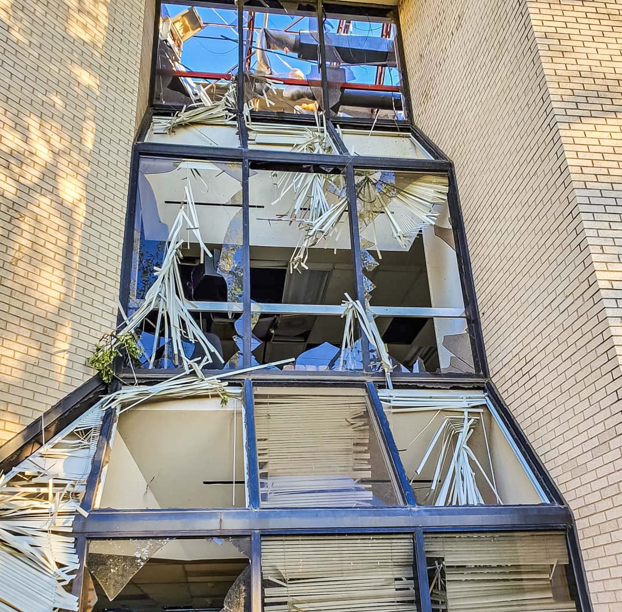 Storm-ravaged windows